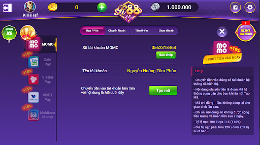 Hướng dẫn nạp tiền R88 chi tiết cho tân thủ